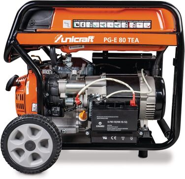 Синхронний генератор Unicraft PG-E 80 TEA H (бензин, об&39єм бака 25 л, привід SC190F, ручний запуск електричний запуск, 2 x 230 В, Schuko / 1 x 400 В, 16 А) 6706080