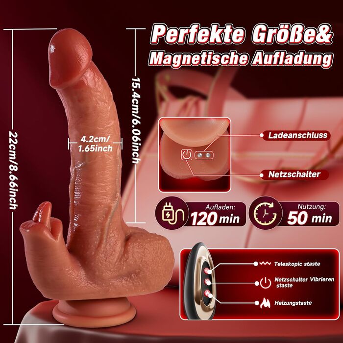 Вібратор Tagnaff, з функцією смоктання, 81 режим, для жінок