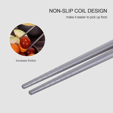Титанові палички iBasingo Китайські палички для їжі Протиковзкі надлегкі квадратні/круглі палички для їжі Портативні столові прибо