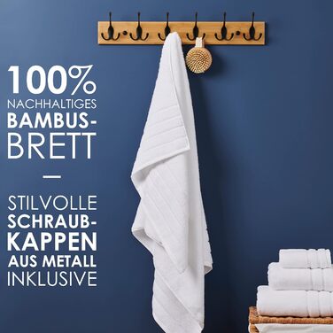 Гачки для одягу дерево - вішалка дерев'яна з 6 гачками чорного кольору - 59 см - гачки для одягу настінні - настінна вішалка для п