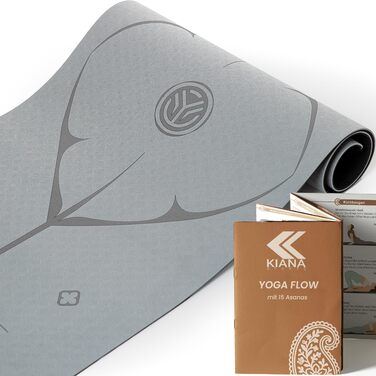 Килимок для йоги Нековзний спортивний килимок, розроблений у Німеччині 2 комфортні товщини Стабільний розмір килимка для йоги та гімнастики Ідеальний фітнес-килимок для йоги та пілатесу вдома або в студії, товщина 8 мм, сірий