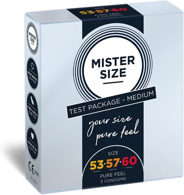 Набір MISTER SIZE Medium, презервативи 53, 57, 60 мм, ультратонкі, 3 шт