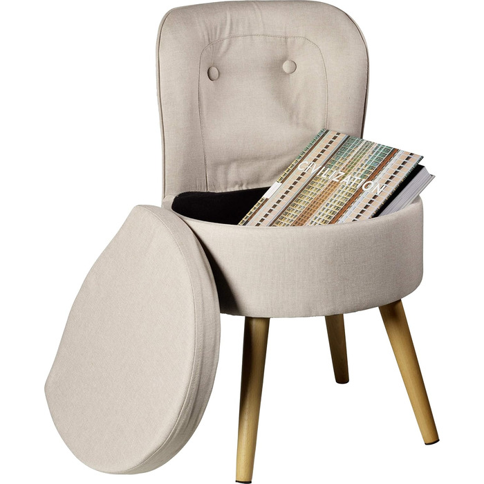 Крісло ECHTWERK Вінс, м&39яке крісло, зручне крісло, висока спинка, м&39яка пінопластова підкладка, дерев&39яні ніжки, 6,2 кг, кремове, широке