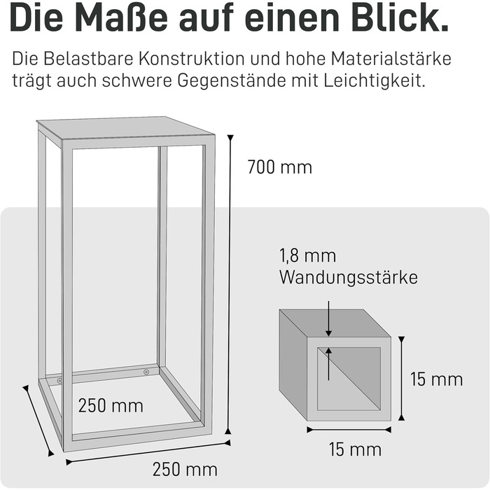Підставка для квітів Natural Goods Berlin Металева підставка для квітів Чорна 50 см - Квадратна декоративна підставка для рослин - Стійка до погодних умов, стабільна та проста в догляді вулична підставка для квітів - Ідеально підходить як підставка для кв