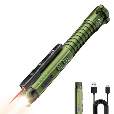 Акумуляторний ліхтарик EDC, світлодіодний робочий ліхтарик 800 люмен із магнітним затискачем та магнітною основою, 11 режимів роботи, пальцевий ліхтарик COB, ідеально підходить для майстерні, дому та аварійного освітлення, великий, зелений