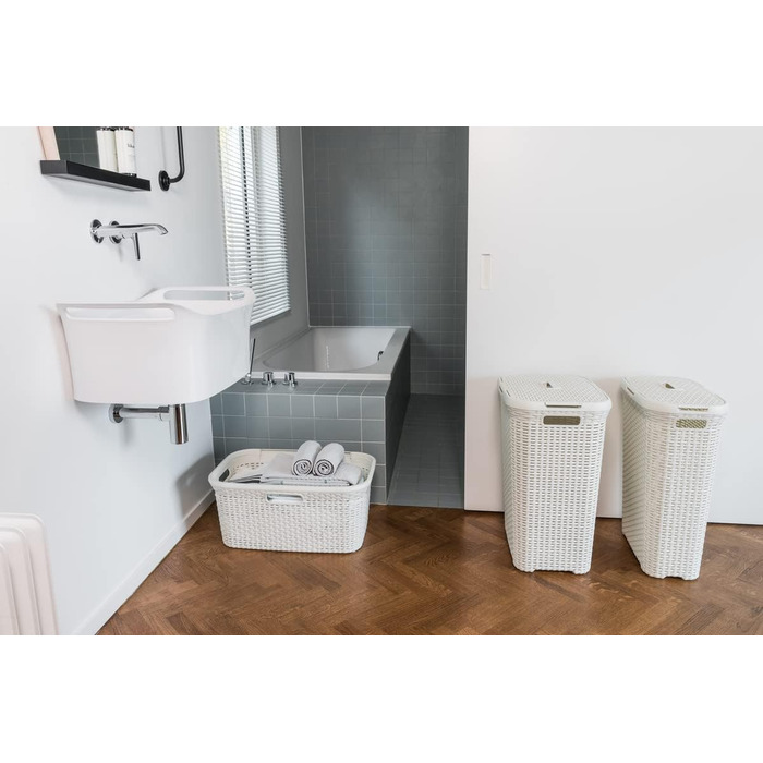 Кошик для білизни CURVER STYLE з 70 переробленого матеріалу, під ротанг, 45 л, кремовий