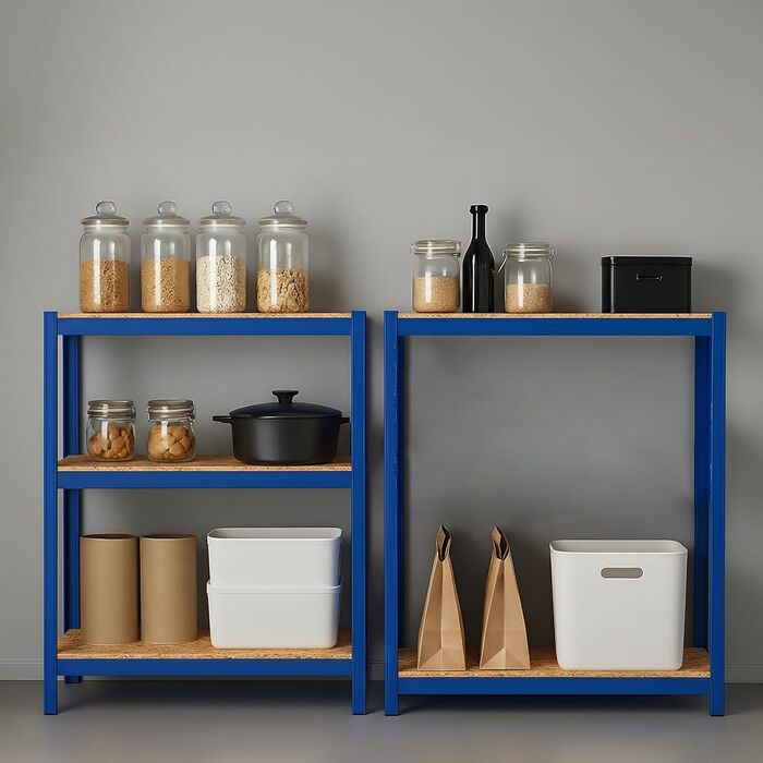 Міцний стелаж Relaxdays, ВxШxГ 180x100x60 см, вантажопідйомність 1250 кг, 5 полиць МДФ, полиця для зберігання в підвалі, вставного типу, синій