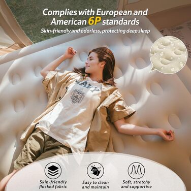 Надувний матрац Naturehike для 3 осіб, що самонадувається, з насосом на батарейках - надувне ліжко для гостей 200x180x38 см для кемпінгу та дому, легкий, зручний та швидко надувається, коричневий/3 особи/38 см