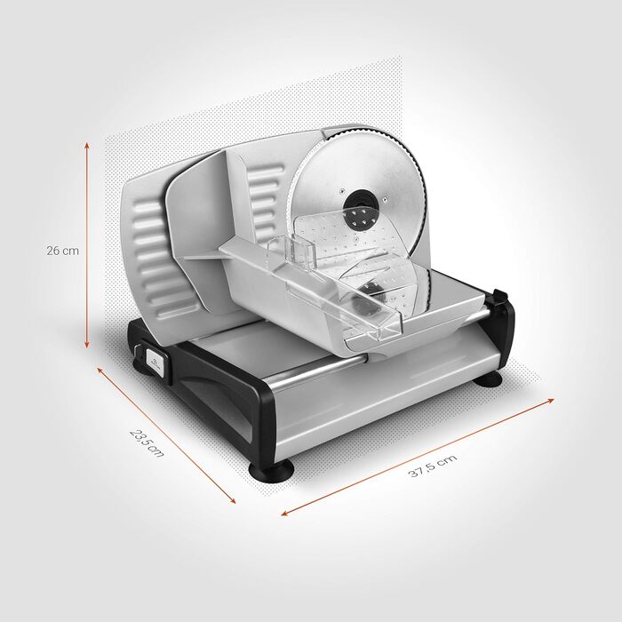 Венга Універсальний електричний нарізувач їжі, нержавіюча сталь, лезо з нержавіючої сталі 19 см, контроль міцності різання до 15 мм, 150 Вт, срібло, VG AS 3003 150 Вт срібло