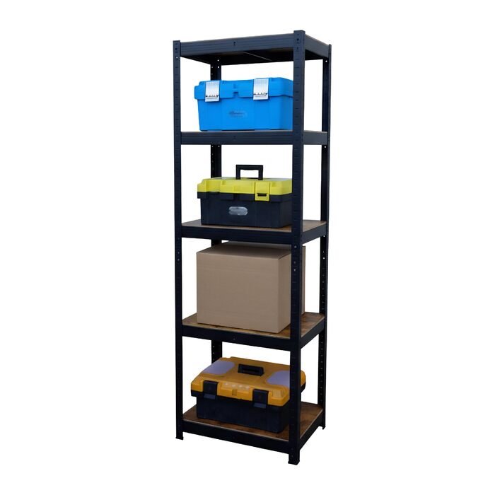 Міцний стелаж Relaxdays, ВШХ 180x60x30 см, 500 кг, 5 полиць, індустріальний стиль, полиця для зберігання в підвалі, вставного типу, чорний/коричневий