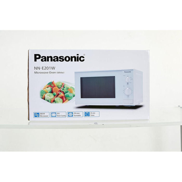 Мікрохвильова піч Panasonic NN-E201WMEPG Solo (800 Вт, 20 літрів) Біла без гриля Одинарна біла