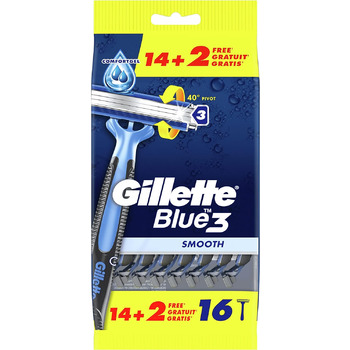 Гладка одноразова бритва Gillette Blue3, 16 бритв, Lubrastrip ука (1 упаковка)