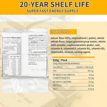 Батончики для екстреної допомоги - таблетки для виживання зі смаком молока, компресоване печиво, термін придатності 20 років, запаси продовольства для екстреної допомоги, запас продовольства для кемпінгу, походів, хуртовини, бляшана коробка, 6 шт., Braune