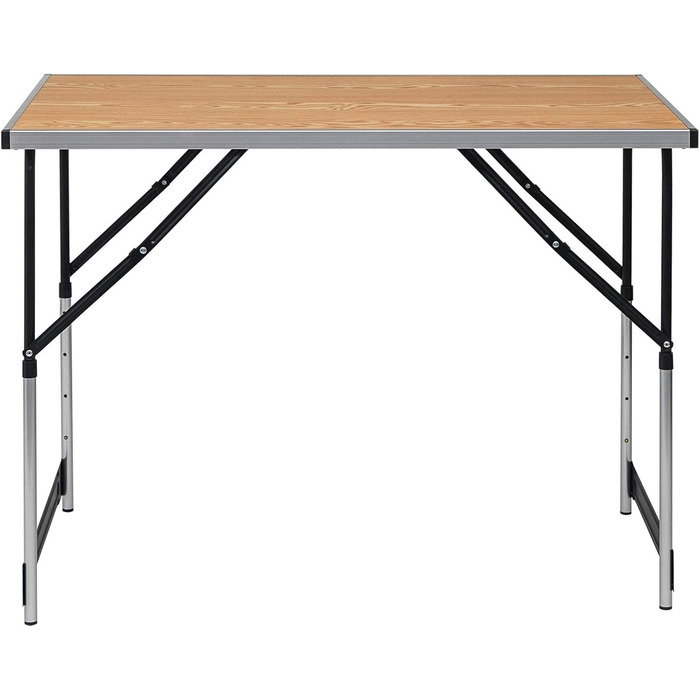 Туристичний стіл, алюмінієвий розкладний стіл, регульована висота, 100x60x73-94 см, розкладний стіл для пікніка, стільниця з МДФ, дуб, 100 x 60 см