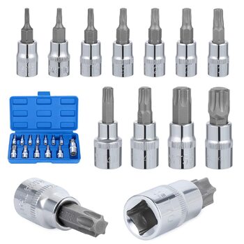 Набір біт Torx Gueenky 13 шт., T8 - T70, насадки Torx 1/4, 3/8, 1/2, комплект головок Torx та зірочкових