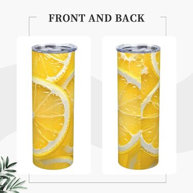 Кухоль з прямою трубочкою, 590 мл, скибочки лимона, принт, дорожній кухоль, підходить для кемпінгу, офісу та дому