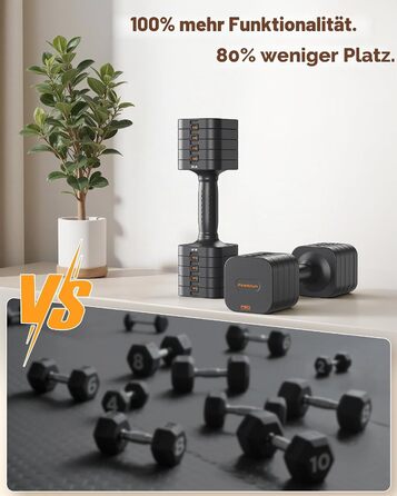 Набір розбірних гантелей FEIERDUN, 2 x 4,5 кг та 2 x 2,7 кг (2 x 10lb/4,5кг) Сірий