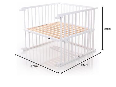 Комплект для переобладнання дитячого ліжка babybay для приліжкових ліжечок, плавно регульований, підходить для моделі Original приліжкове ліжечко / дитяче ліжко, розмір 132 см x 81 см, виготовлений з масиву бука (білий лак)