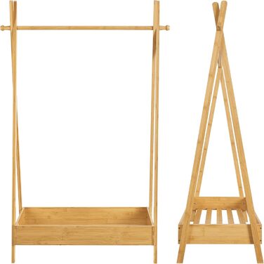 Дитяча вішалка для одягу Sola, вішалка для курток, 126 x 73 x 42 см, бамбукова вішалка для одягу для дитячих кімнат та спалень