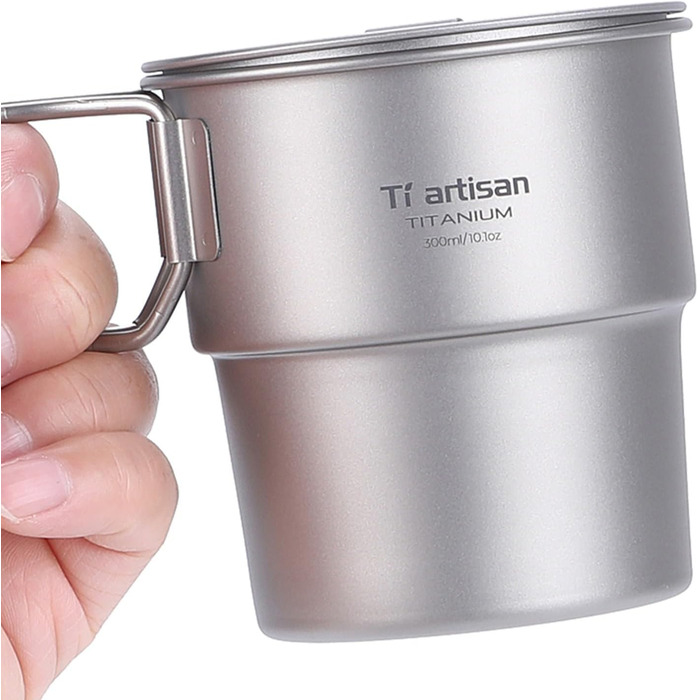 Кемпінгова кружка Tiartisan об&39ємом 300 мл з нержавіючої сталі з кришкою, що штабелюється, рюкзачна кружка, для походів на свіжому повітрі, герметична конструкція з гладким закругленим краєм, легка та компактна