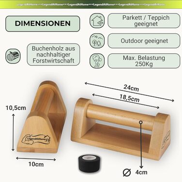Ручки для віджимань 2 шт. в упаковці з бука стабільні та безпечні для суглобів паралельні частини для віджимань, калістеніки, віджимань та фітнес-тренувань нековзні та портативні, бук, маленькі