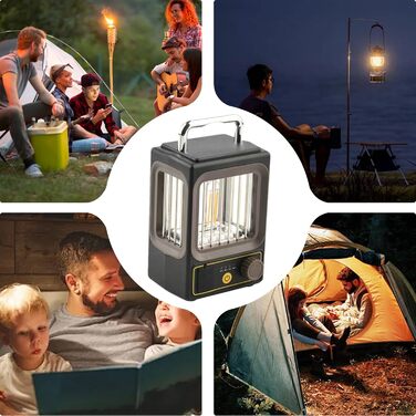 Сонячний ліхтар, портативний кемпінговий ліхтар, 9,5 x 8,9 x 16,5 см, акумуляторний, бездротовий, світлодіодний з міцною конструкцією, садовий настільний світильник, вуличний ліхтар з яскравим дизайном для подвір&39я та саду, сірий