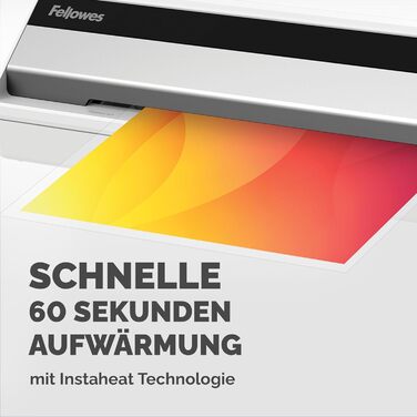 Ламінатор Fellowes Saturn A4 для офісу InstaHeat, час прогріву 60 секунд, усунення застрягання, автоматичне вимкнення для ламінату 80/100/125 мікрон включає 10 ламінаторів для дому та офісу (один)