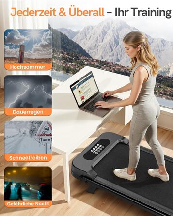 Бігова доріжка HomeFitnessCode Incline - біговий килимок, маленький міні-біговий килимок з нахилом, електричний під столом, 1-8 км/год, чорний
