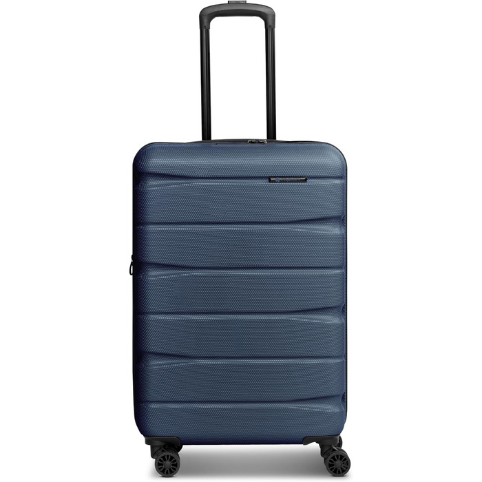 Валіза Franky для чоловіків та жінок Середній візок 44,5 x 28 x 66 см виготовлена з високоякісного, ударостійкого ABS-матеріалу Розсувна та телескопічна ручка Серія Munich 4.0 темно-синього кольору, матовий колір, 66 см
