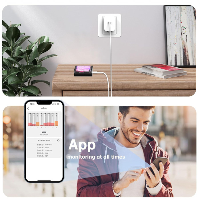 Зарядний пристрій LIMETA на 8 акумуляторів типу AA AAA Швидкісний зарядний пристрій макс. 27 Вт Побутовий зарядний пристрій для літій-іонних, нікель-метал-гідридних, нікель-кадмієвих, літій-полімерних та літій-полімерних акумуляторів
