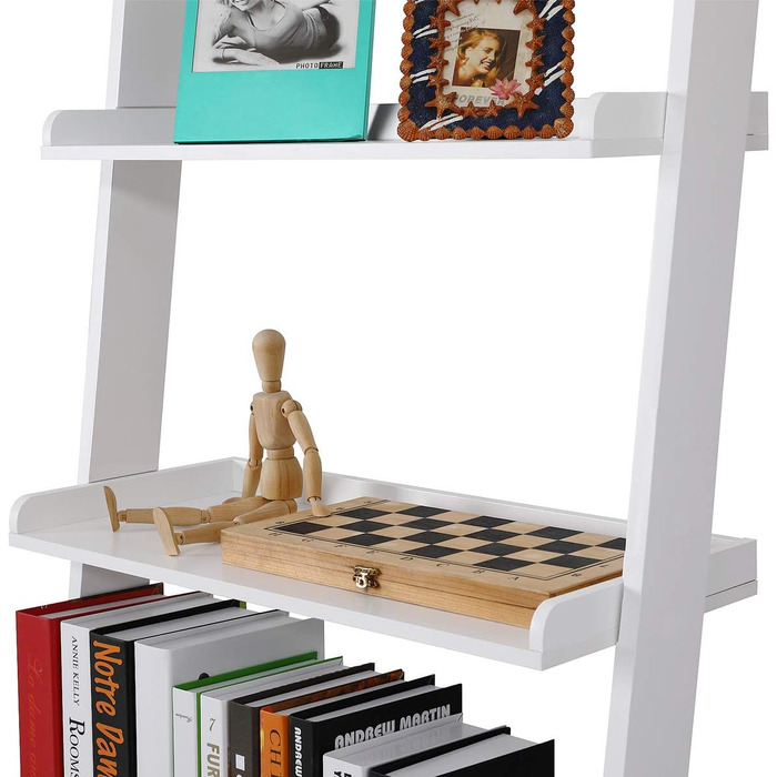 Полиця-драбина Casaria Біла 180x65 см 5 полиць, вантажопідйомність 10 кг кожна, Дерев&39яна, Велика, Декоративна, Квіти, Книги, Ванна кімната, Вітальня, Кухня, Окремостояча полиця, Книжкова полиця, Полиця