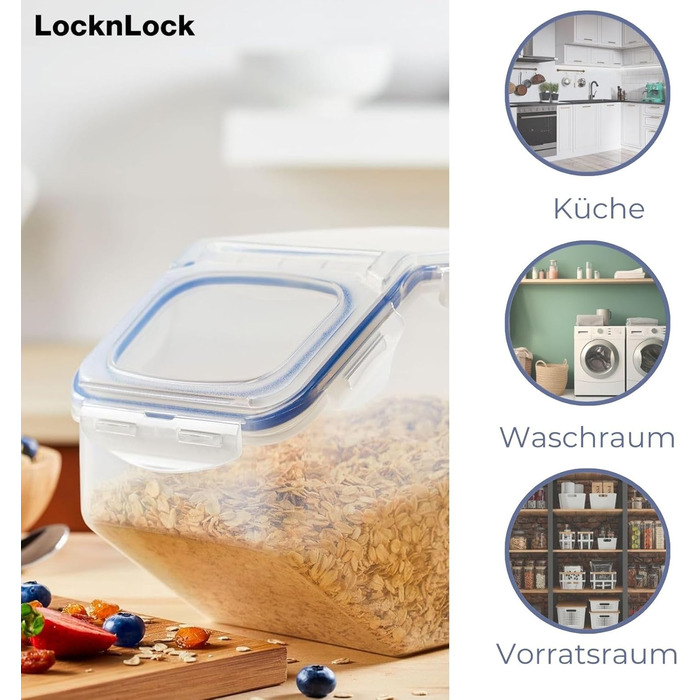 Контейнер Lock&Lock PP Classic для сипучих продуктів з кришкою з мірним стаканом 12 л 35 x 23 x 27 см Герметичний контейнер для зберігання круп, цукру, борошна та інших сипучих продуктів 12 л