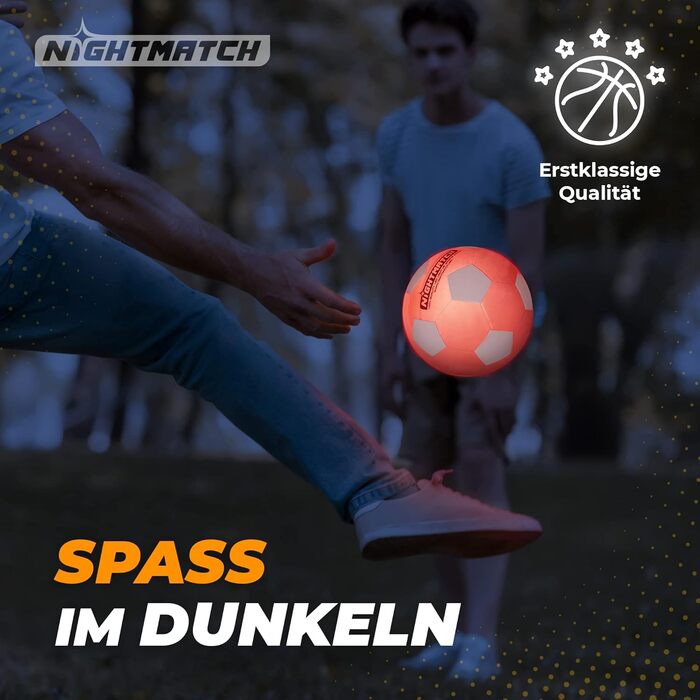 Офіційний водонепроникний футбольний м&39яч розміру 5 зі світлодіодним підсвічуванням - світиться в темряві для нічних ігор, дітей, дорослих - повний комплект з насосом та запасними батарейками помаранчевого кольору