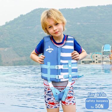 Дитяча плавальна куртка PROTAURI - Неопренова плавальна куртка для хлопчиків і дівчаток, купальник для малюків, допоміжний одяг для тренувань з плавання, 2-9 років/50N M (3-6 років), світло-блакитна