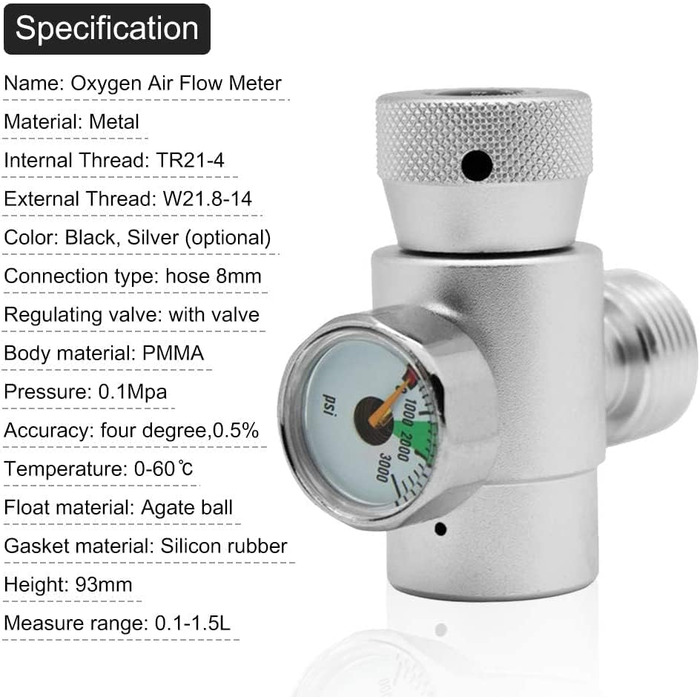 Балон CO2 Наповнення бака CO2 Заправний бак CO2 TR21-4 до W21.8 Комплект для підключення редуктора тиску в циліндрі для набору адаптерів для заправки Бак Підключення пляшки Homebrew Kit (срібний адаптер без лічильника)