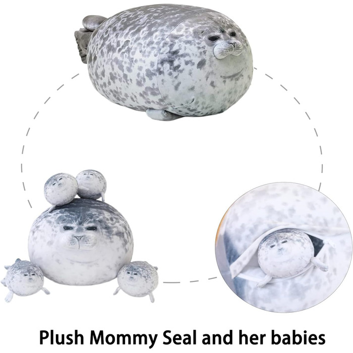 Плюшева подушка-тюлень SQEQE з чотирма дитинчатами