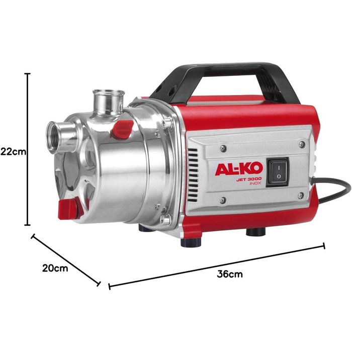Насос садовий AL-KO Jet 3000 Inox Classic (потужність двигуна 650 Вт, максимальна продуктивність 3100 л/год, максимальна висота підйому 35 м, 5-ступеневий насосний механізм)