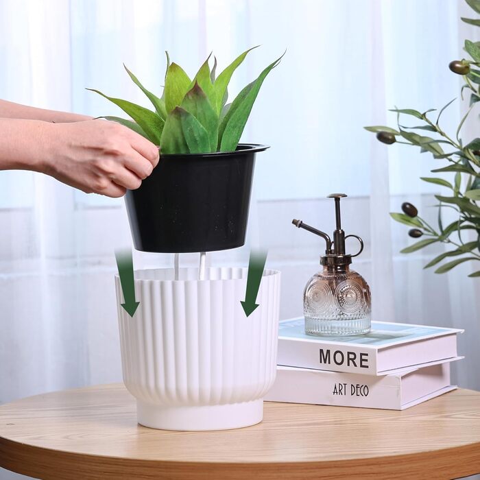 Кашпо для квітів з гнітом пластикове, кашпо для орхідей, кашпо для базиліка, кашпо для квітів малий набір біле набір з 6 шт. Ф12см