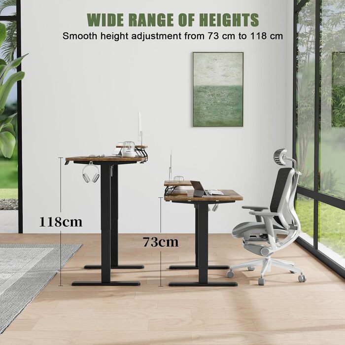 Електричний регульований по висоті стіл, з підставкою для монітора, комп'ютерний стіл, з 2 функціями зберігання по висоті, для спа