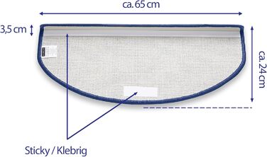 Нековзні сходинки Brielle 65x24 x3,5 см - Самоклеючі килимові сходинки - Легкі у догляді напівкруглі сходинки - Темно-сині - Напівкруглі - Ізоляція від ударного шуму 20 dp - 15 шт.