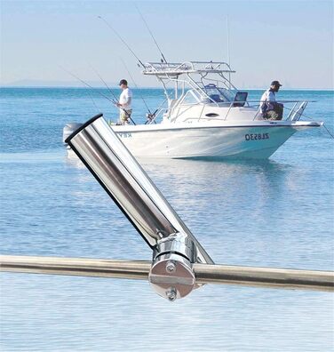 Тримач для вудки Geloo з нержавіючої сталі, для кріплення на регульовані тримачі для вудки на рейках, кріплення з нержавіючої сталі, для човнів, рейок яхт, від 22 мм до 26 мм (A)