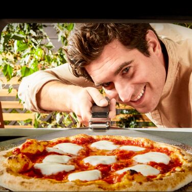 Газова піч для піци Tefal Pizza Pronto для зовнішнього використання, до 400 C, регулятор температури, перемикач увімкнення/вимкнення, керування поворотним каменем, компактна, в т.ч. шкірка для піци, нержавіюча сталь, JM413015