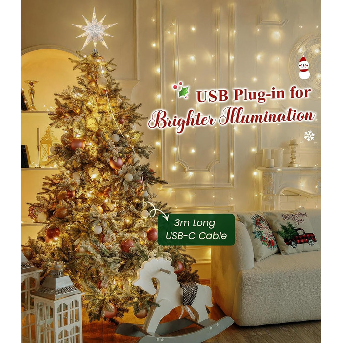 Різдвяна верхівка для ялинки у формі зірки Luxspire