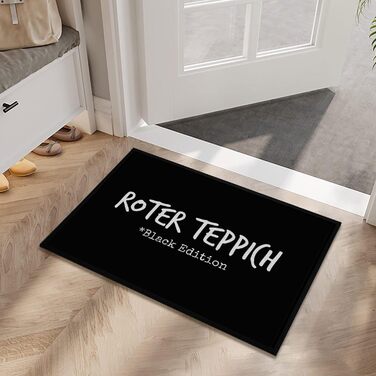Забавний килимок для дверей з написом - Червона доріжка - Чорне видання - Голлівуд, Лос-Анджелес - Нековзний та миється - 60x40 см, 3