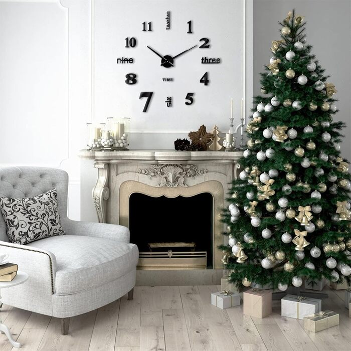 Настінний годинник великий XXL для наклеювання - DIY німий сучасний годинник настінне татуювання для вітальні кухні спальні офісу