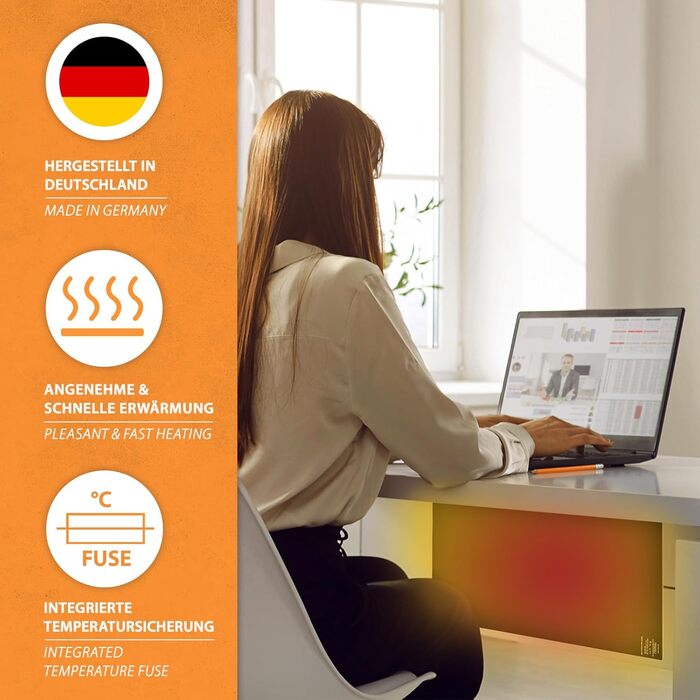 Інфрачервоний нагрівальний панельний обігрівач столу 30x60 см 150 Вт з димером для плавного керування, інфрачервоний офісний обігрівач для зігріву ніг, самоклеючий для столу/робочого столу