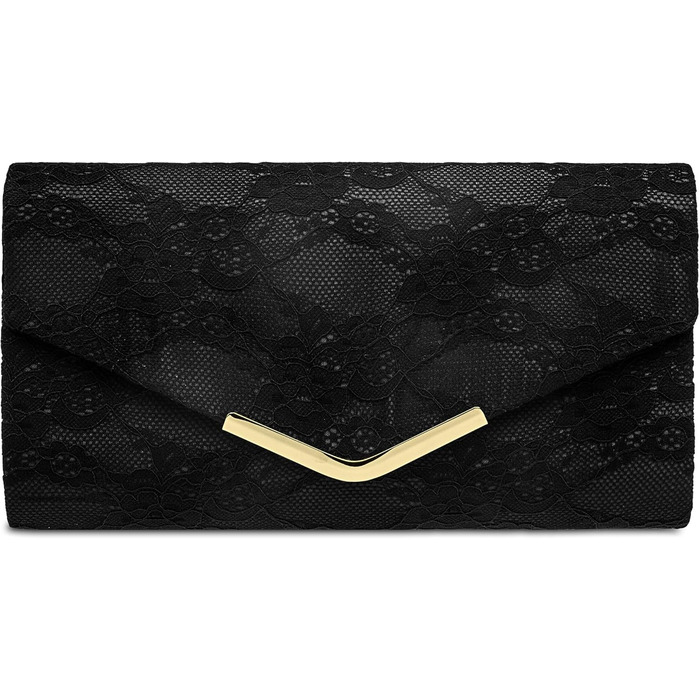 Елегантна жіноча вечірня сумка-клатч з мереживом одного розміру чорного кольору, 429