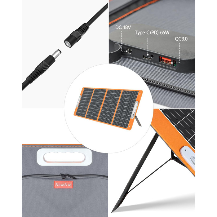 Портативна електростанція FlashFish потужністю 300 Вт із сонячною панеллю 100 Вт, акумулятором LiFePO4 ємністю 179,2 Втгод, швидкою зарядкою 0-80 за 1 годину, функцією EPS, багатофункціональним сонячним генератором для кемпінгу, активного відпочинку на пр