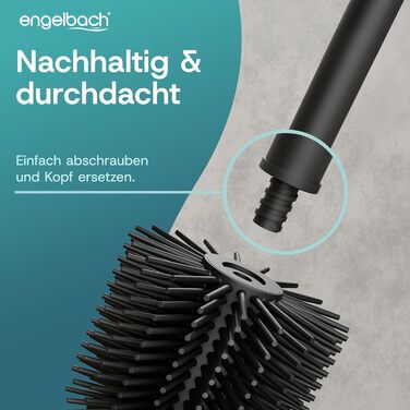 Чорна силіконова щітка для унітазу Engelbach з ручкою та тримачем з нержавіючої сталі Антибактеріальний дизайн Сучасний тримач для щітки для унітазу
