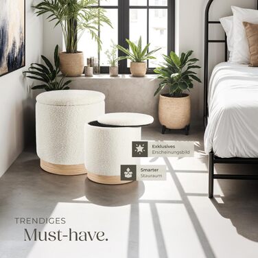 Набір із 2 стільців для зберігання речей, тканина букле ведді, скандинавський стиль, пуф, круглий м&39який стілець для туалетного столика, меблі для спальні, вітальні, коридору, стілець для зберігання речей для дому